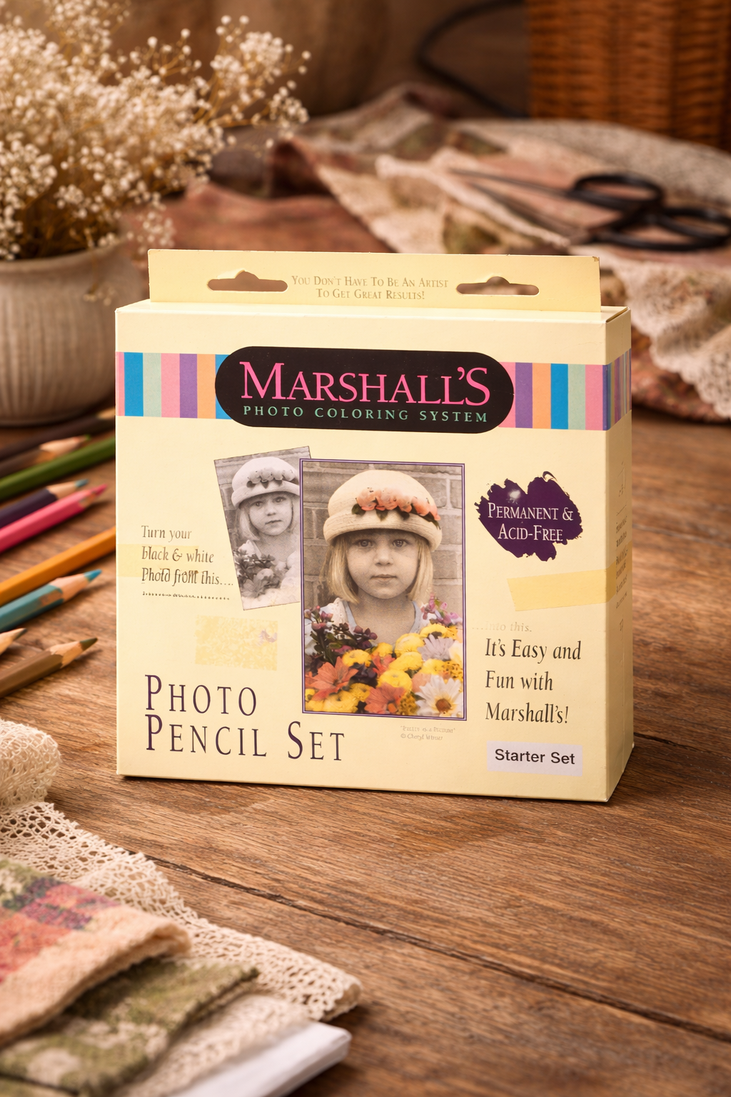 Marshall’s Photo Coloring System Starter Set – Vintage Photo Pencil Set Black & White Colorizing Kit