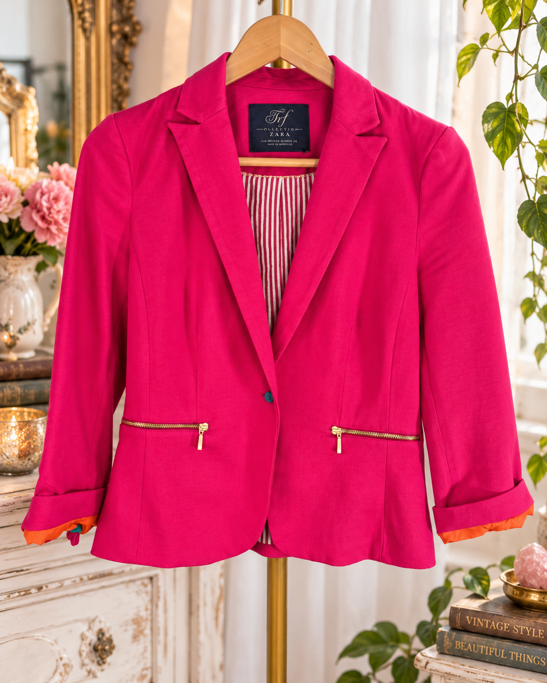 Zara TRF Collection Hot Pink Fuchsia Blazer — Size Medium