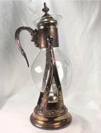 Vintage Silverplate & Glass Carafe with Warmer Base, Ornate Unmarked Coffee Tea Server, Art Deco Style Decorative Ewer
