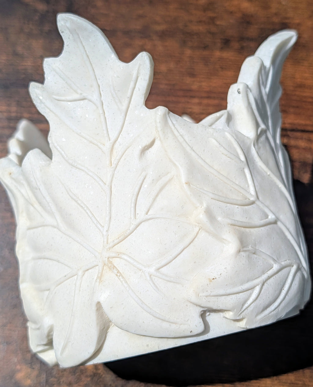 Bath & Body Works Faux Marble Leaf Candle Holder | Ivory Sparkle Decor