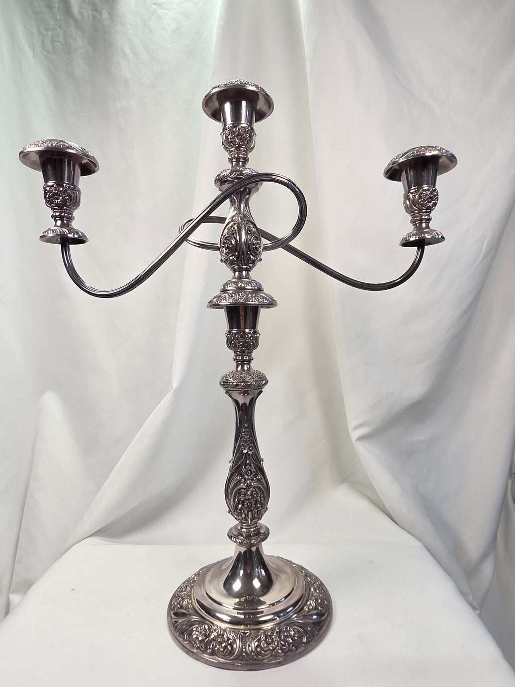 1847 Rogers Bros Silverplate 3-Arm Candelabra – Ornate Vintage Table Centerpiece