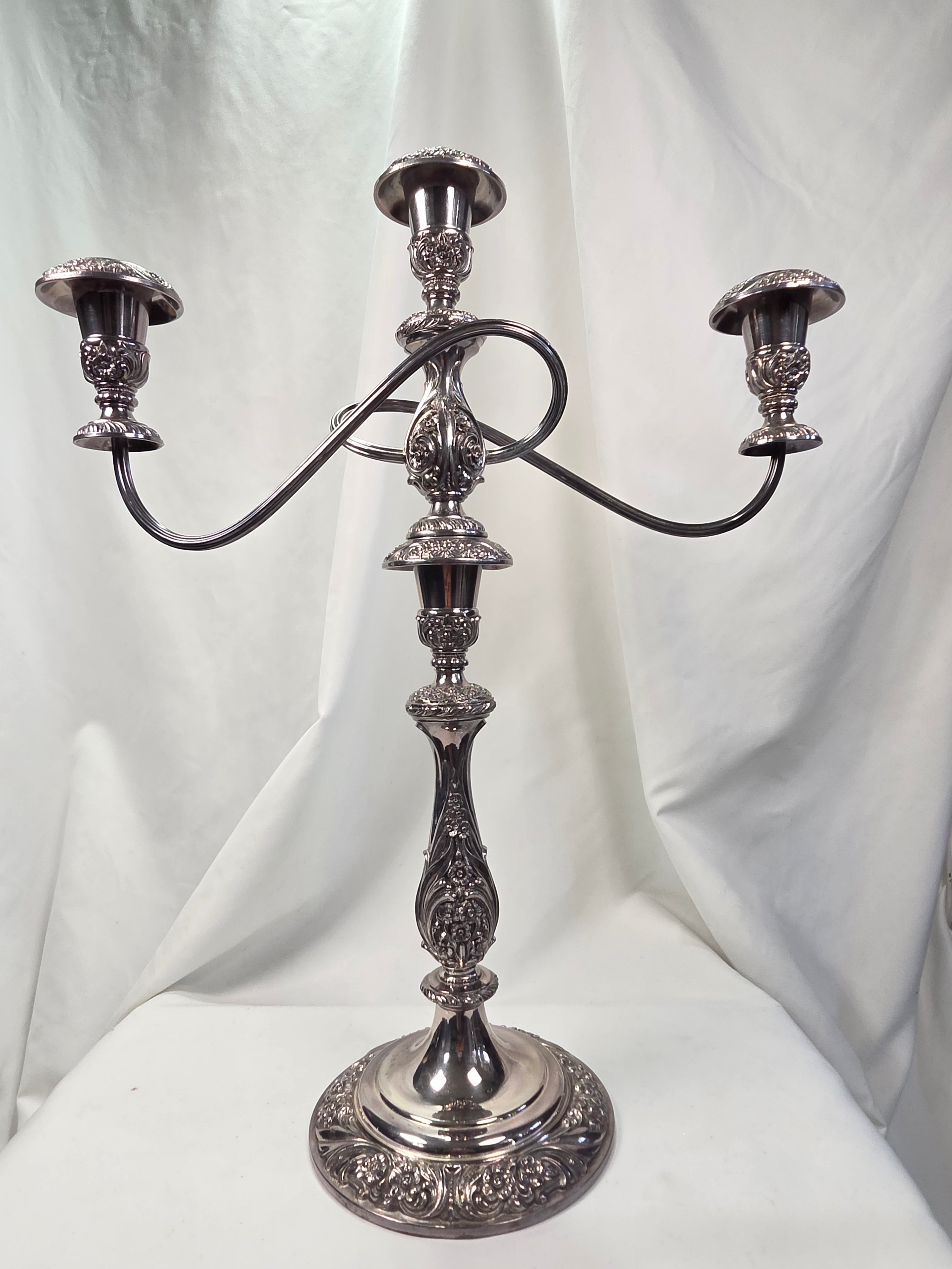 1847 Rogers Bros Silverplate 3-Arm Candelabra – Ornate Vintage Table Centerpiece