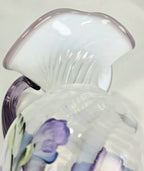 Fenton Hand Blown Hand Painted Lavender Floral Art Glass Pitcher Vase USA Signed Vintage