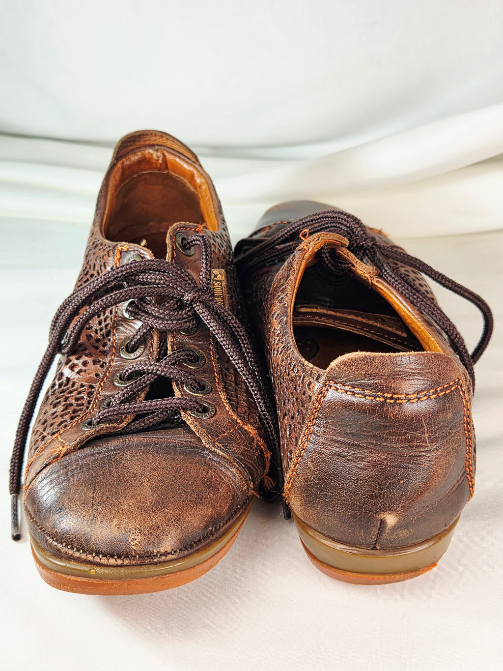 Pikolinos Brown Leather Laser Cut Lace Up Shoes EU 36 Artisan Comfort Oxfords
