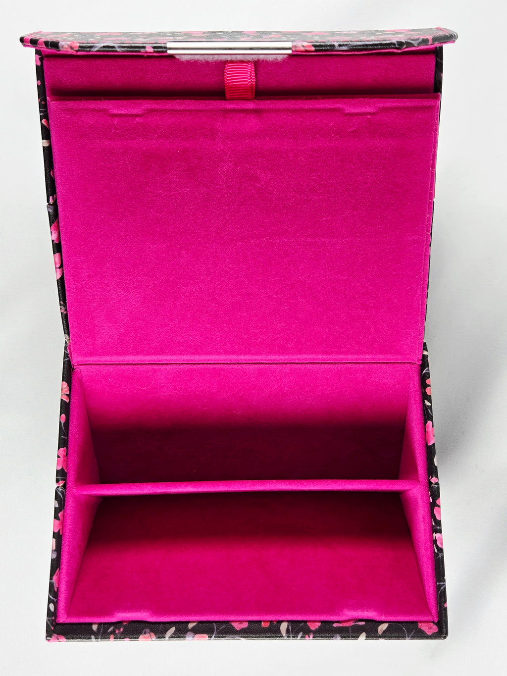 Zigi + Marais Floral Hard Shell Eyeglass Case | Holds 4 Pairs | Hot Pink Velvet Interior