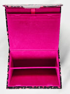 Zigi + Marais Floral Hard Shell Eyeglass Case | Holds 4 Pairs | Hot Pink Velvet Interior