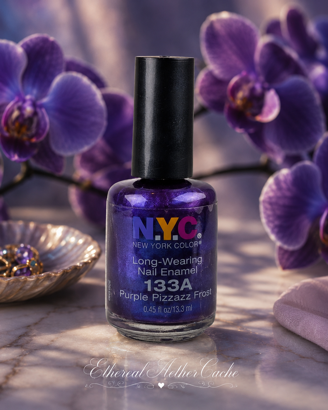 NYC New York Color 133A Purple Pizzazz Frost Nail Polish Vintage Shimmer Collectible