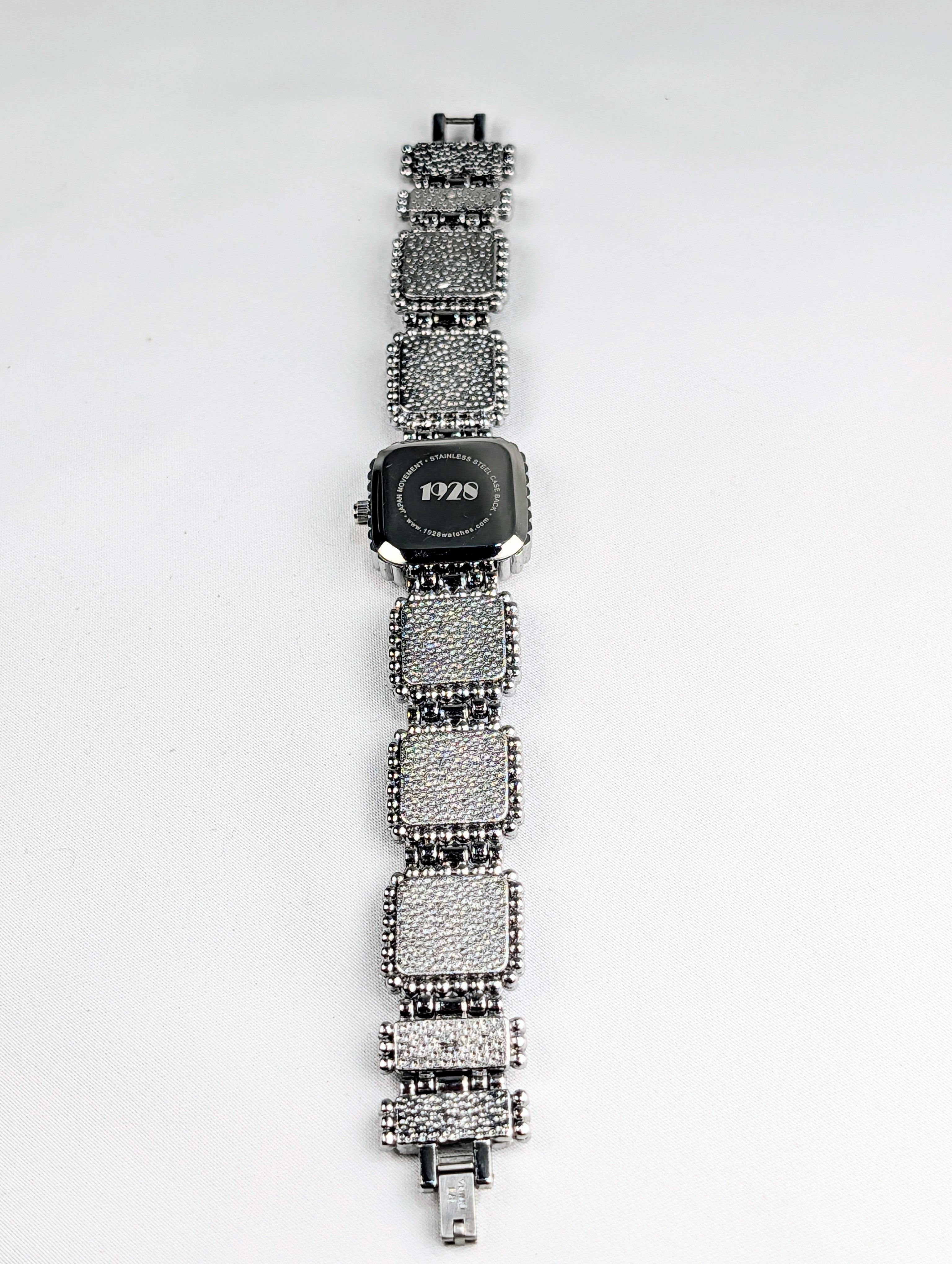 Vintage 1928 Turquoise Style Bracelet Watch Southwestern Beaded Silver Tone