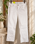 INC International Concepts White Floral Embroidered Straight Leg Crop Jeans Size 6 NWT