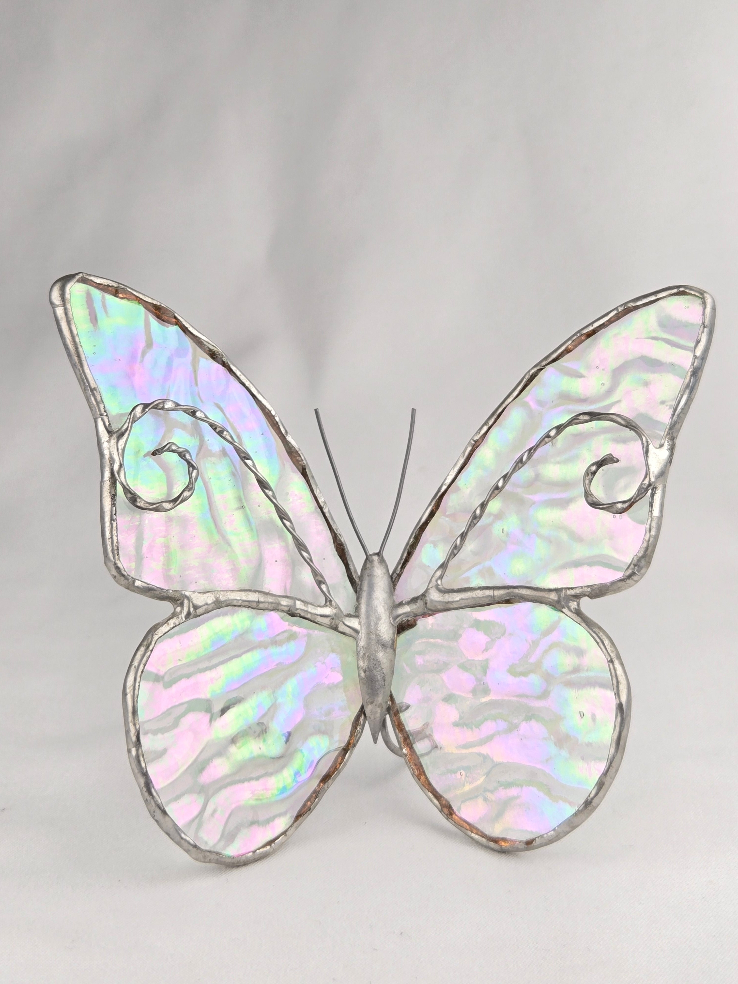 Iridescent Stained Glass Butterfly — Handcrafted Decorative Accent
