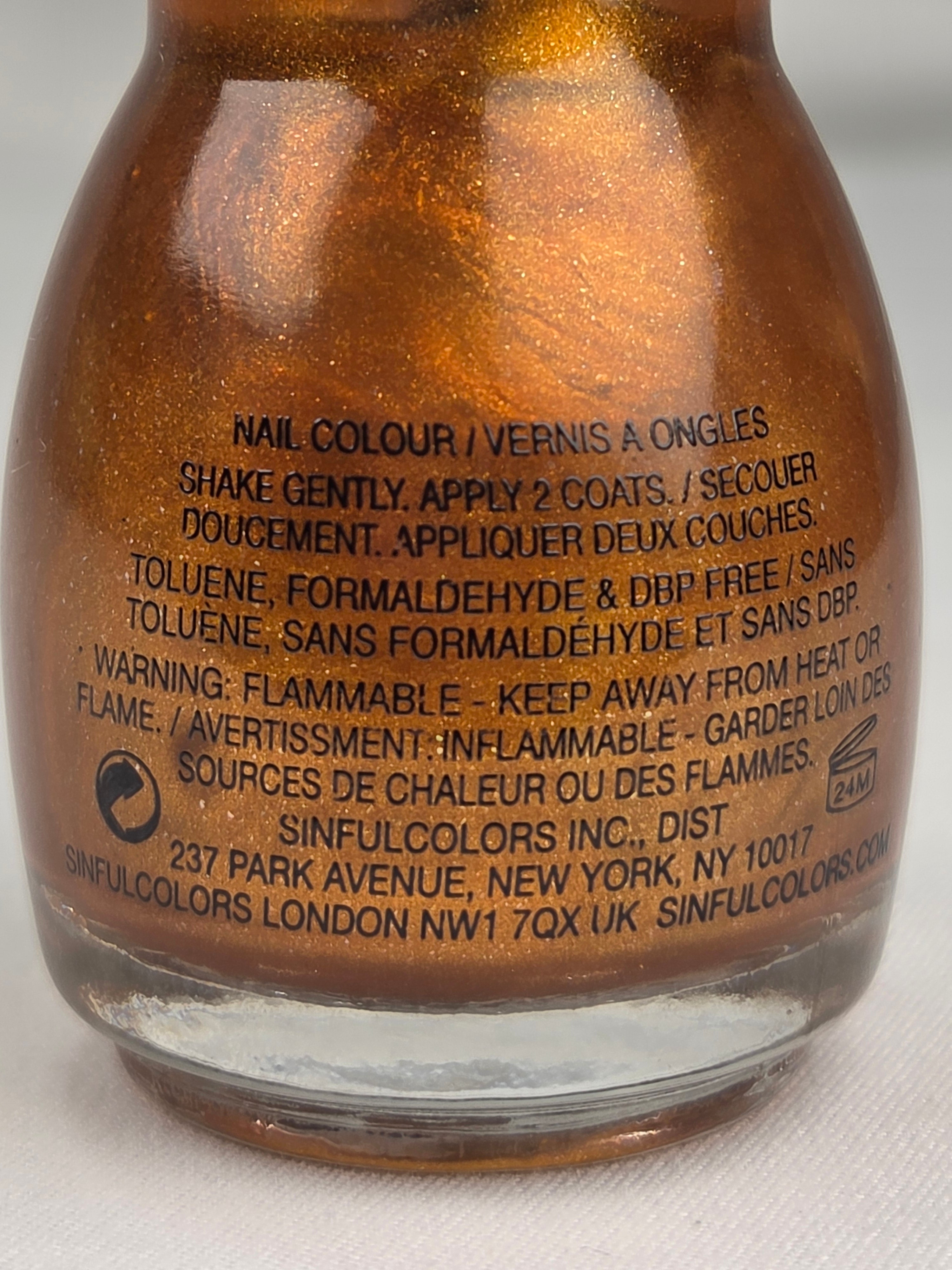 SinfulColors Copper Pot 1503 Discontinued Metallic Copper Shimmer Nail Polish