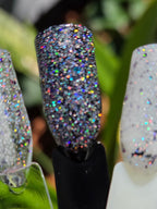 Aetherdust – Silver Holographic Nail Polish with Multichrome Chameleon Flakes | Sheer Buildable Indie Lacquer - Liquid Krystal Co