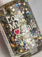 Love My Nails Crystal Holographic Glitter Nail Polish Clear Base Mixed Glitter Rare Collectible