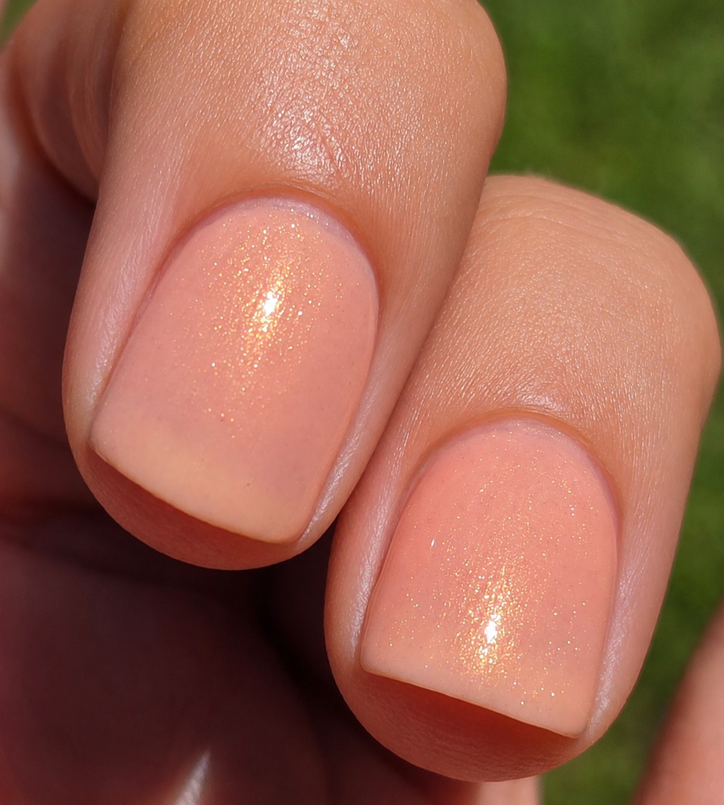 Asrai's Dayssolve - Peach Nude Golden Shimmer Nail Polish | Handmade Indie Lacquer | Liquid Krystal Co.
