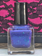 Quantum Bloom — Violet Blue Nail Lacquer with Aurora Flakes & Celestial Shimmer | Liquid Krystal Co Prototype