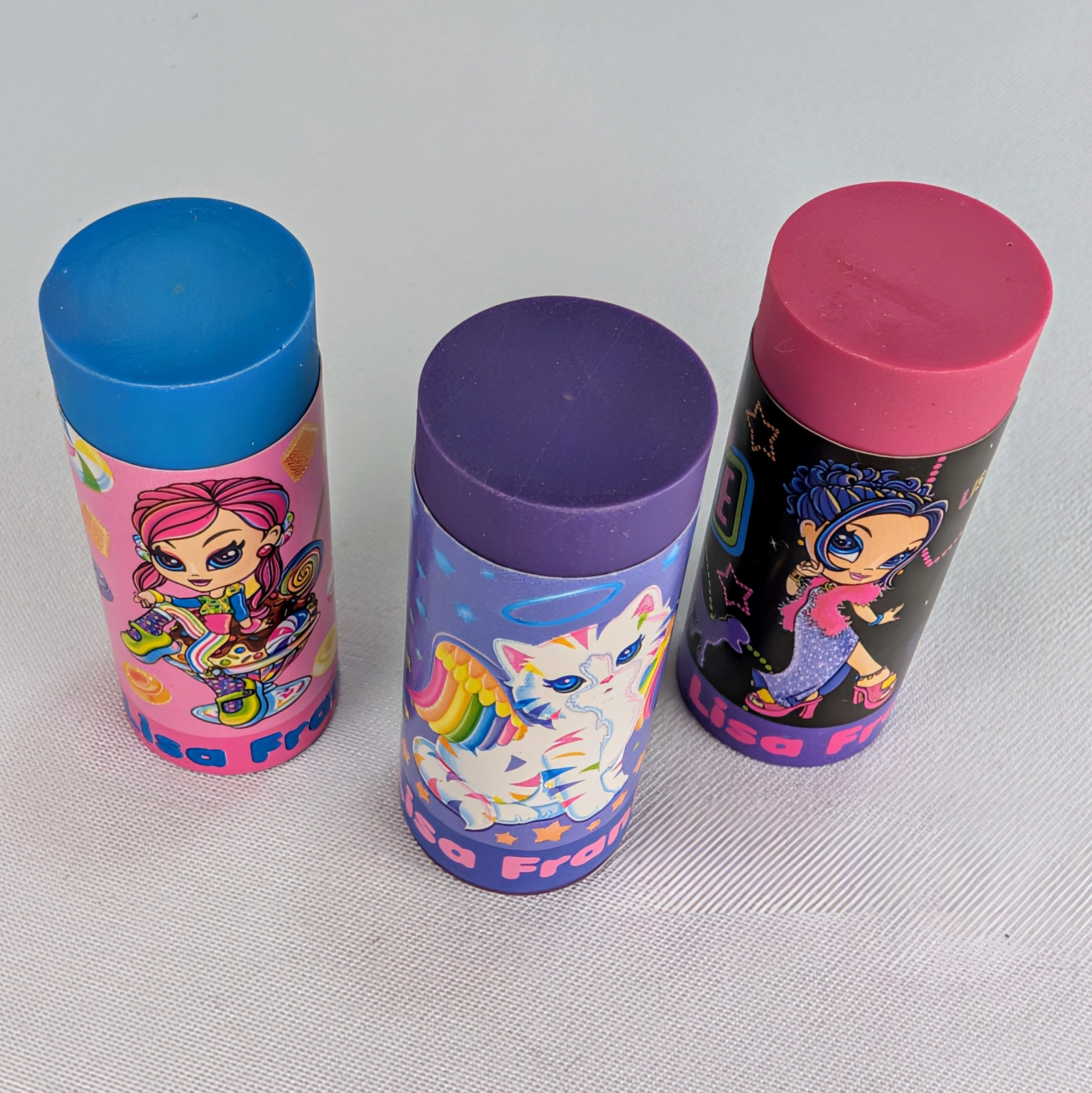 Vintage Lisa Frank Character Eraser Set of 3 Rainbow Kitty Candy Girl Glam Girl
