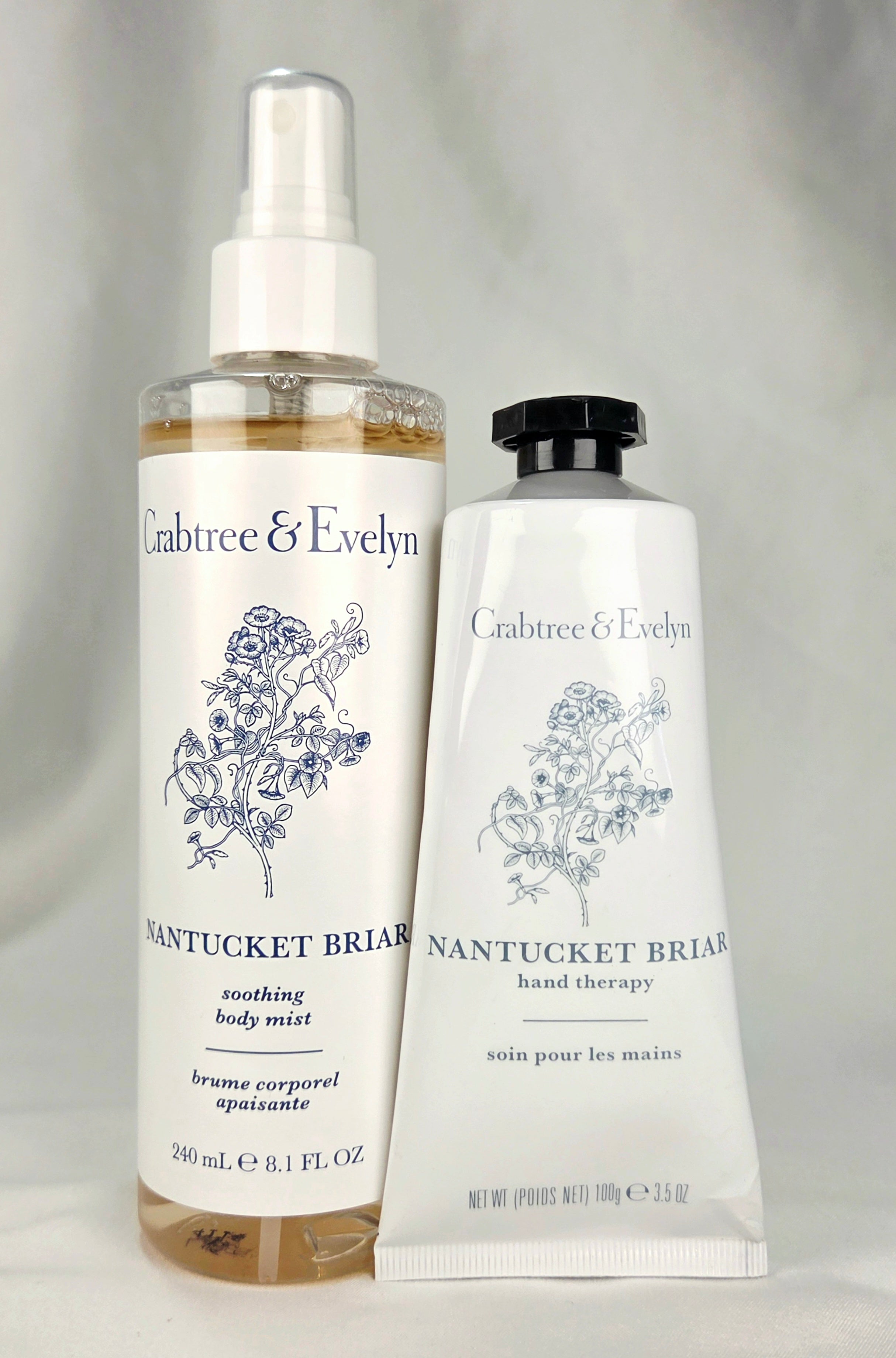 Crabtree & Evelyn Nantucket Briar Soothing Body Mist 8.1 oz & Hand Therapy 3.5 oz Rare Discontinued Collectible Set