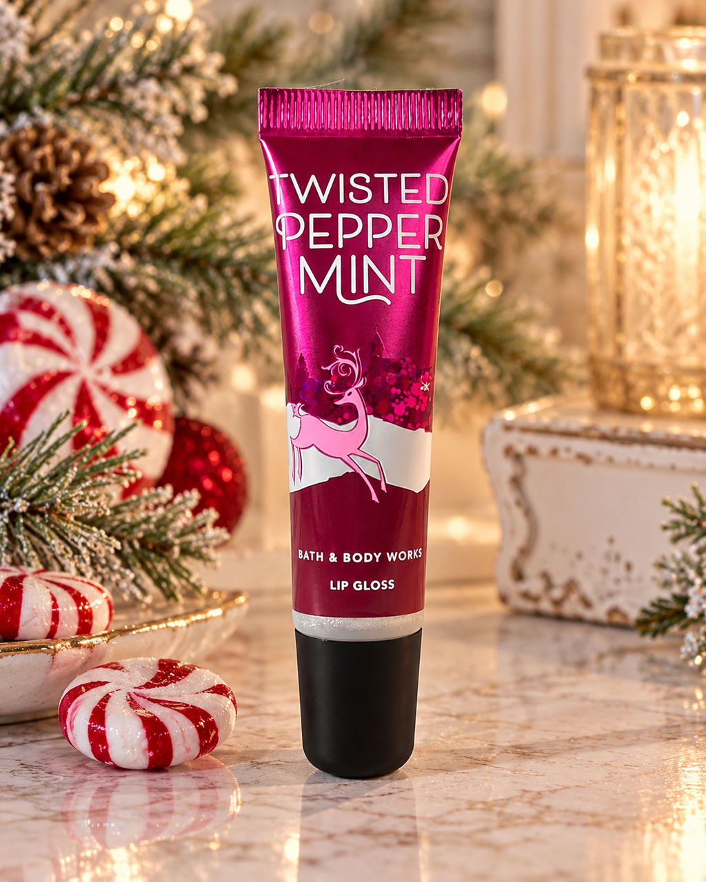 Bath & Body Works Twisted Peppermint Lip Gloss 0.47 oz – Discontinued Holiday Packaging