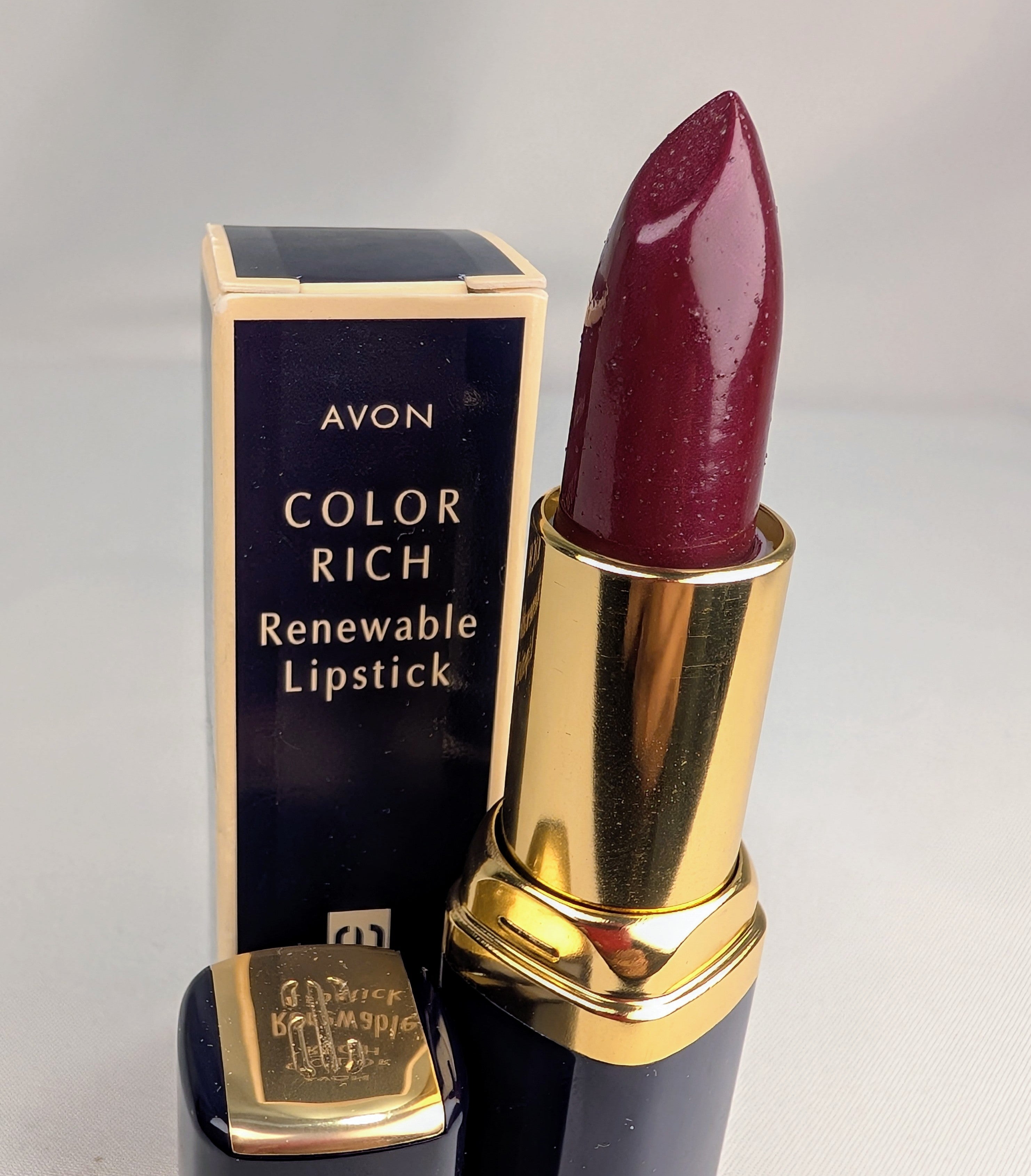 Vintage Avon Color Rich Renewable Lipstick Midnight Rose Plum Shimmer Gothic Dark Plum
