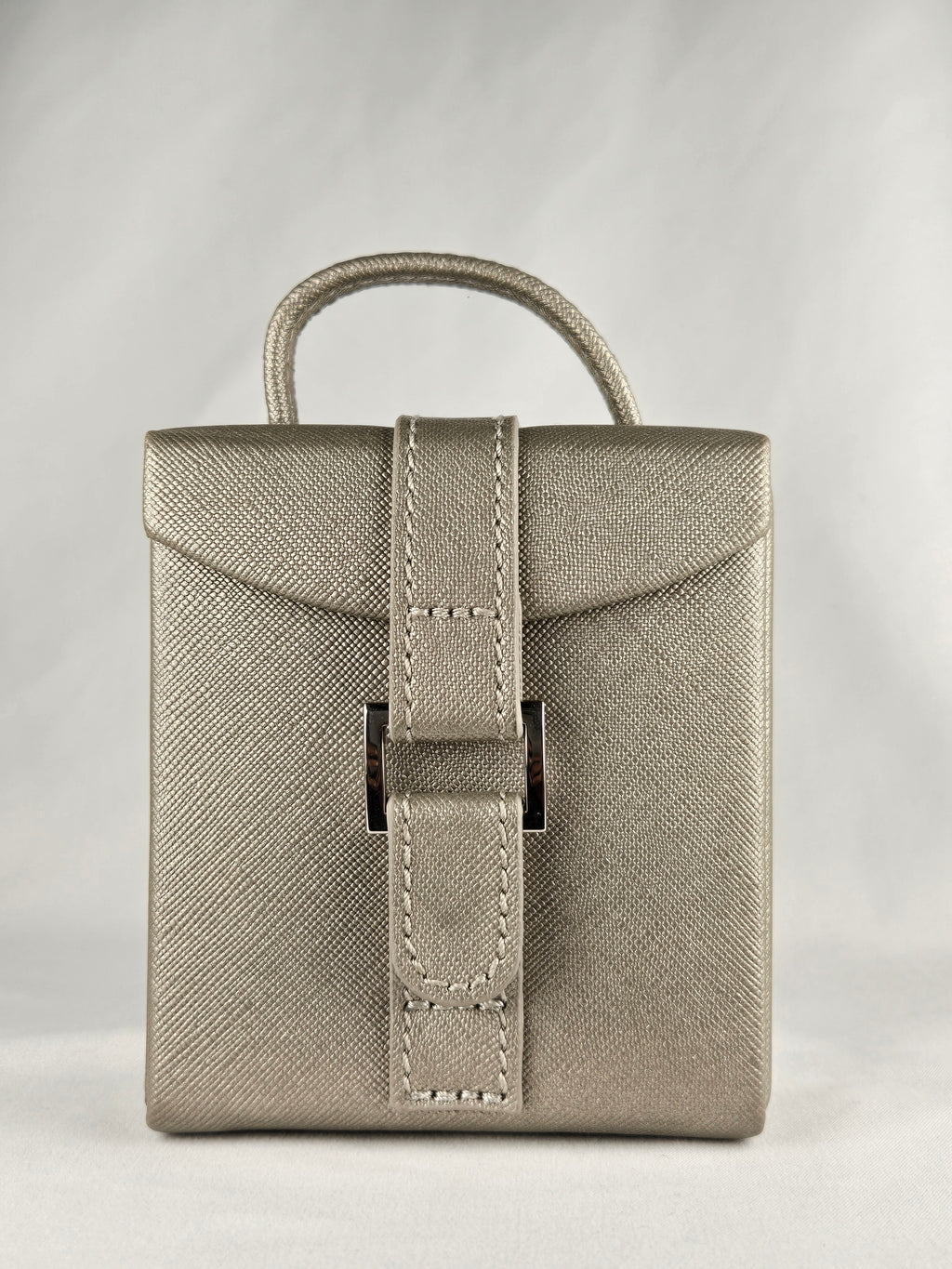 Heritage by WOLF Travel Jewelry Case — Metallic Taupe / Platinum Tone