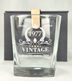 1977 Vintage Aged To Perfection Whiskey Glass Limited Edition Rocks Glass Gift Set