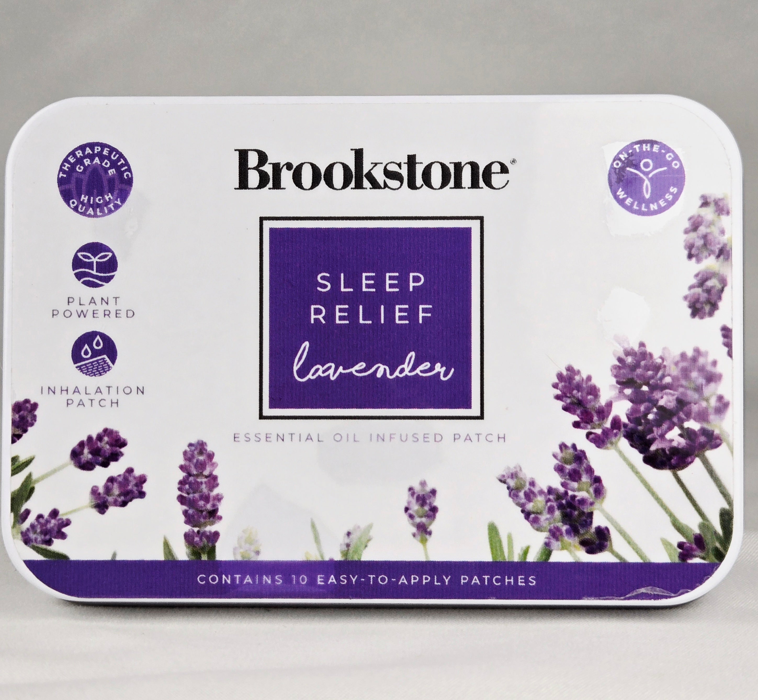 Brookstone Sleep Relief Lavender Essential Oil Patch Tin 10 Patches Aromatherapy Inhalation Sleep Aid