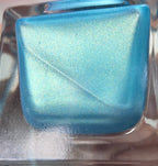 Cyanalite Handmade Cyan Blue Nail Polish with Subtle Gold Shimmer | Indie Nail Lacquer Prototype