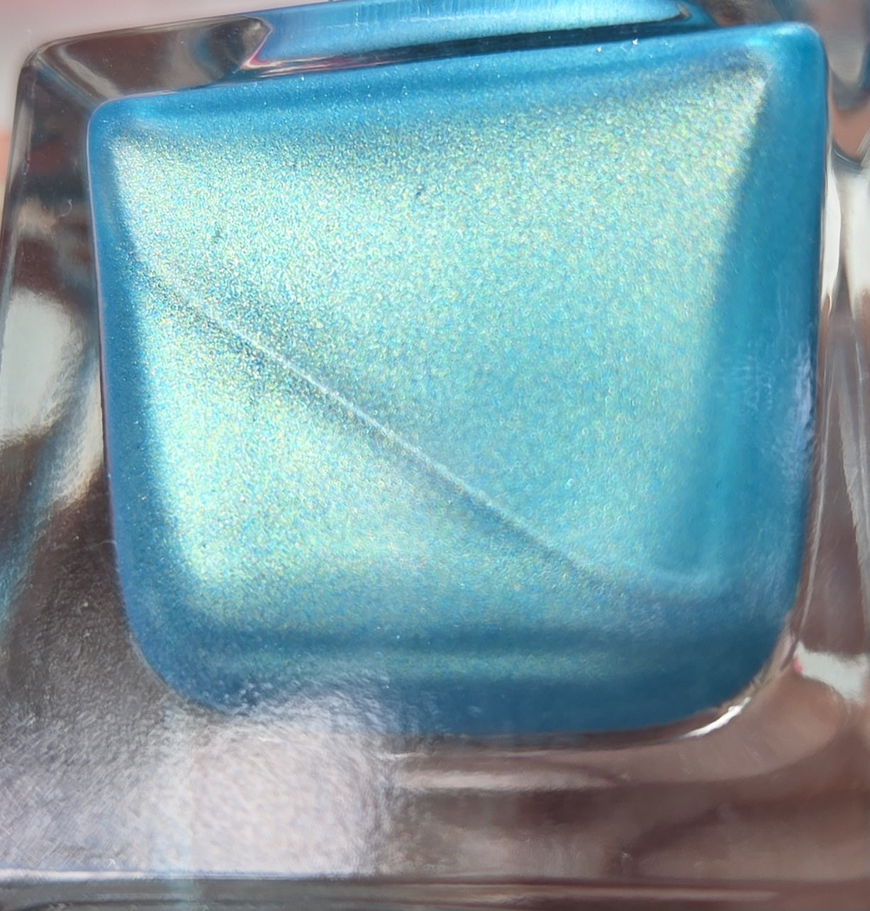 Cyanalite Handmade Cyan Blue Nail Polish with Subtle Gold Shimmer | Indie Nail Lacquer Prototype