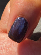 Black Ice Bloom – Handmade Indie Nail Polish, Blackened Blue Shimmer Lacquer with Icy Sparkle, Liquid Krystal Co