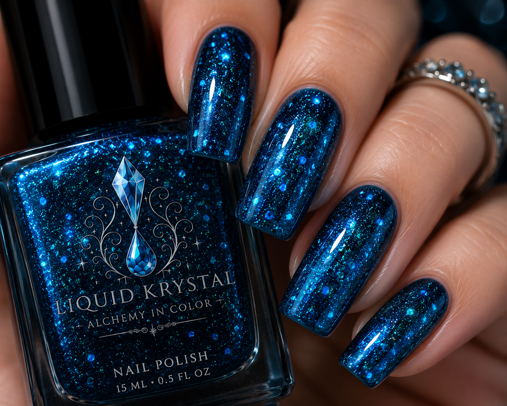 Biolumenite | NOT FOR SALE  -  Ocean Teal Jelly Nail Lacquer | Aqua Crystal Shimmer & Blue Glow | Liquid Krystal Co. - Prototype  - 2027 Drop