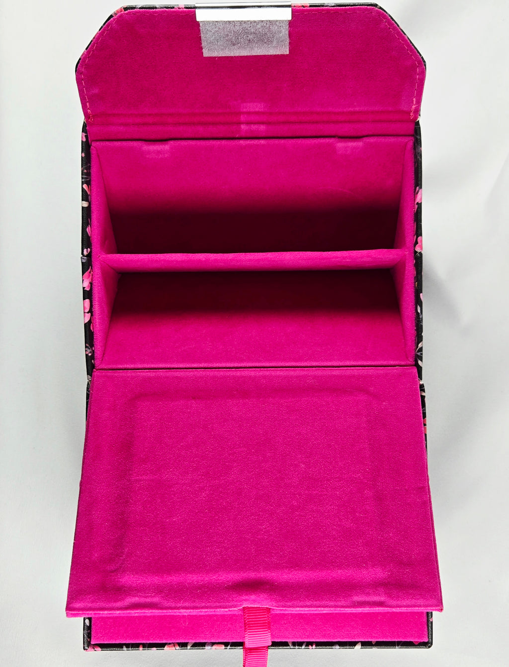 Zigi + Marais Floral Hard Shell Eyeglass Case | Holds 4 Pairs | Hot Pink Velvet Interior