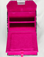 Zigi + Marais Floral Hard Shell Eyeglass Case | Holds 4 Pairs | Hot Pink Velvet Interior