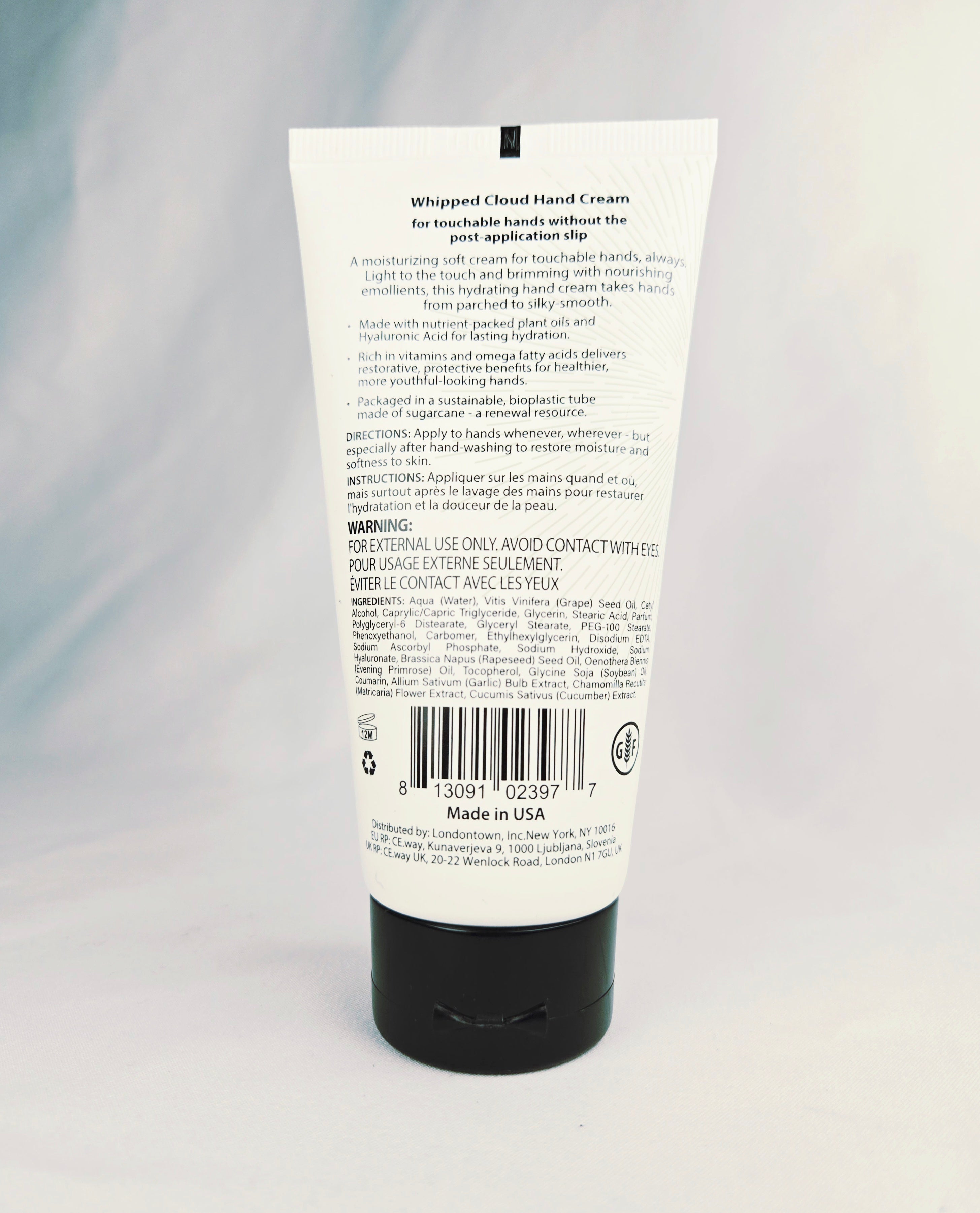 LONDONTOWN kur Whipped Cloud Hand Cream – Hydrating Fast-Absorbing Moisturizer (75 ml / 2.5 fl oz)