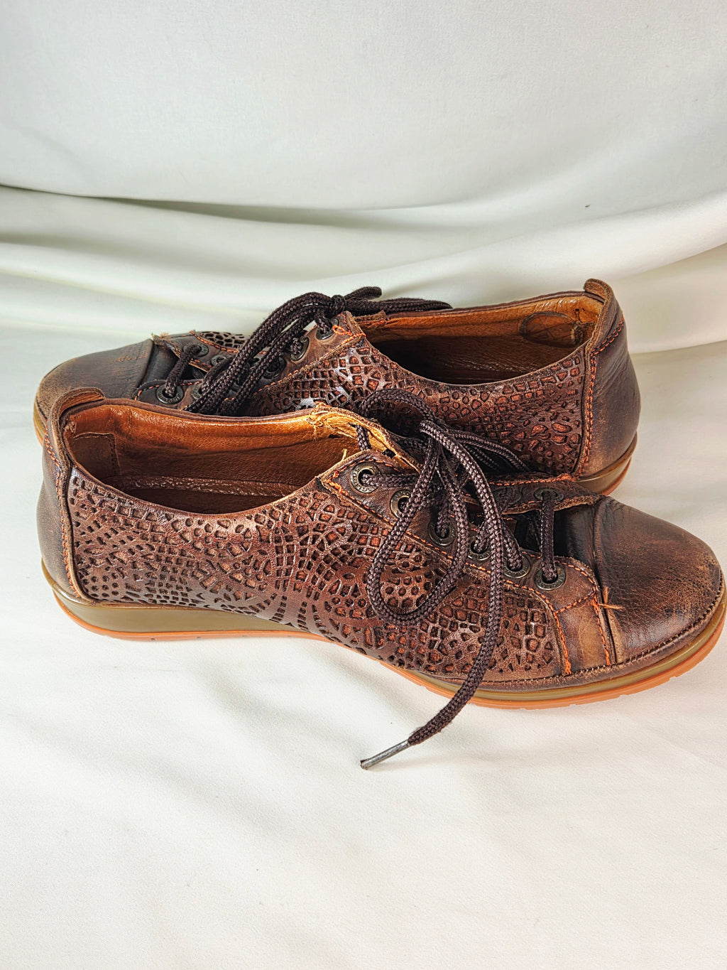 Pikolinos Brown Leather Laser Cut Lace Up Shoes EU 36 Artisan Comfort Oxfords