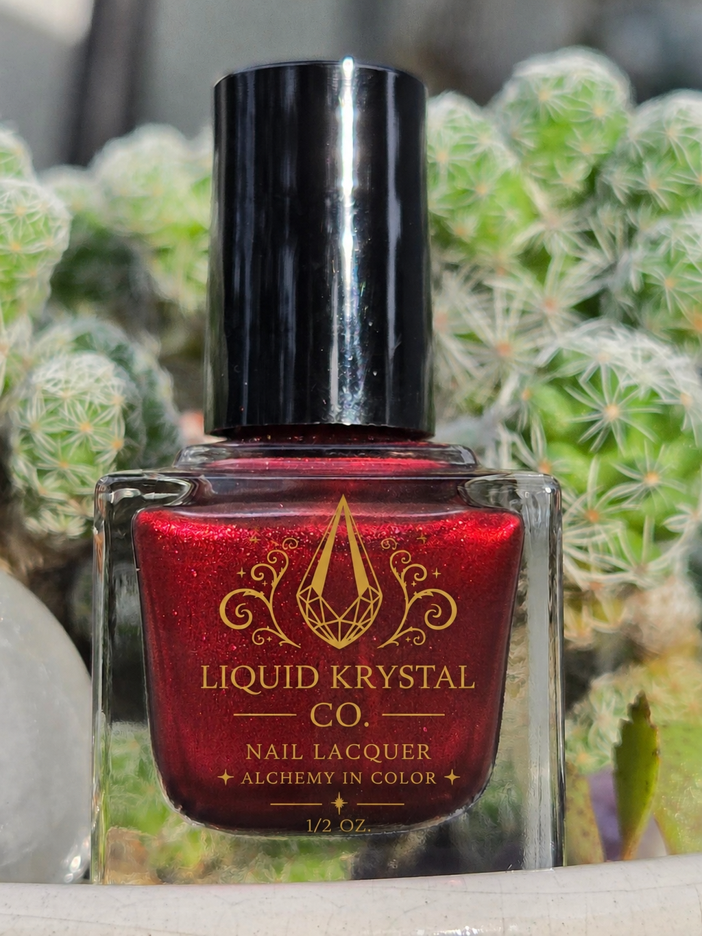 Incarnadine – Liquid Krystal Co. Indie Nail Polish | Black Jelly Base Metallic Crimson Red Shimmer Handmade Lacquer