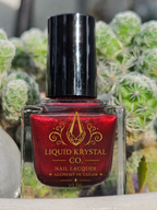 Incarnadine – Liquid Krystal Co. Indie Nail Polish | Black Jelly Base Metallic Crimson Red Shimmer Handmade Lacquer