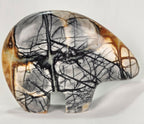 Picasso Jasper Zuni Fetish Bear Carving Sculpture – Natural Stone Animal Figurine, Earth Tone Home Decor, Rustic Boho Accent XL