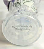 Fenton Hand Blown Hand Painted Lavender Floral Art Glass Pitcher Vase USA Signed Vintage