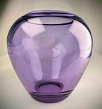 Vintage Hand Blown Alexandrite Style Purple Studio Art Glass MCM Vase | Rounded Lilac Glass Display Piece