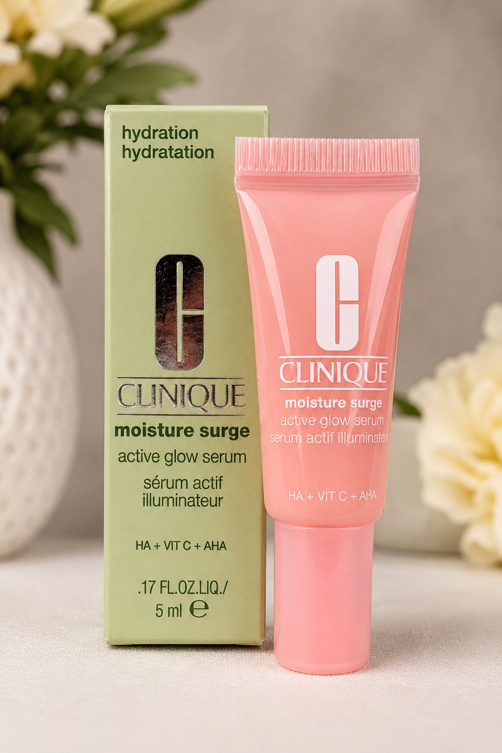 Clinique Moisture Surge Active Glow Serum Deluxe Mini 5ml HA Vit C AHA New In Box