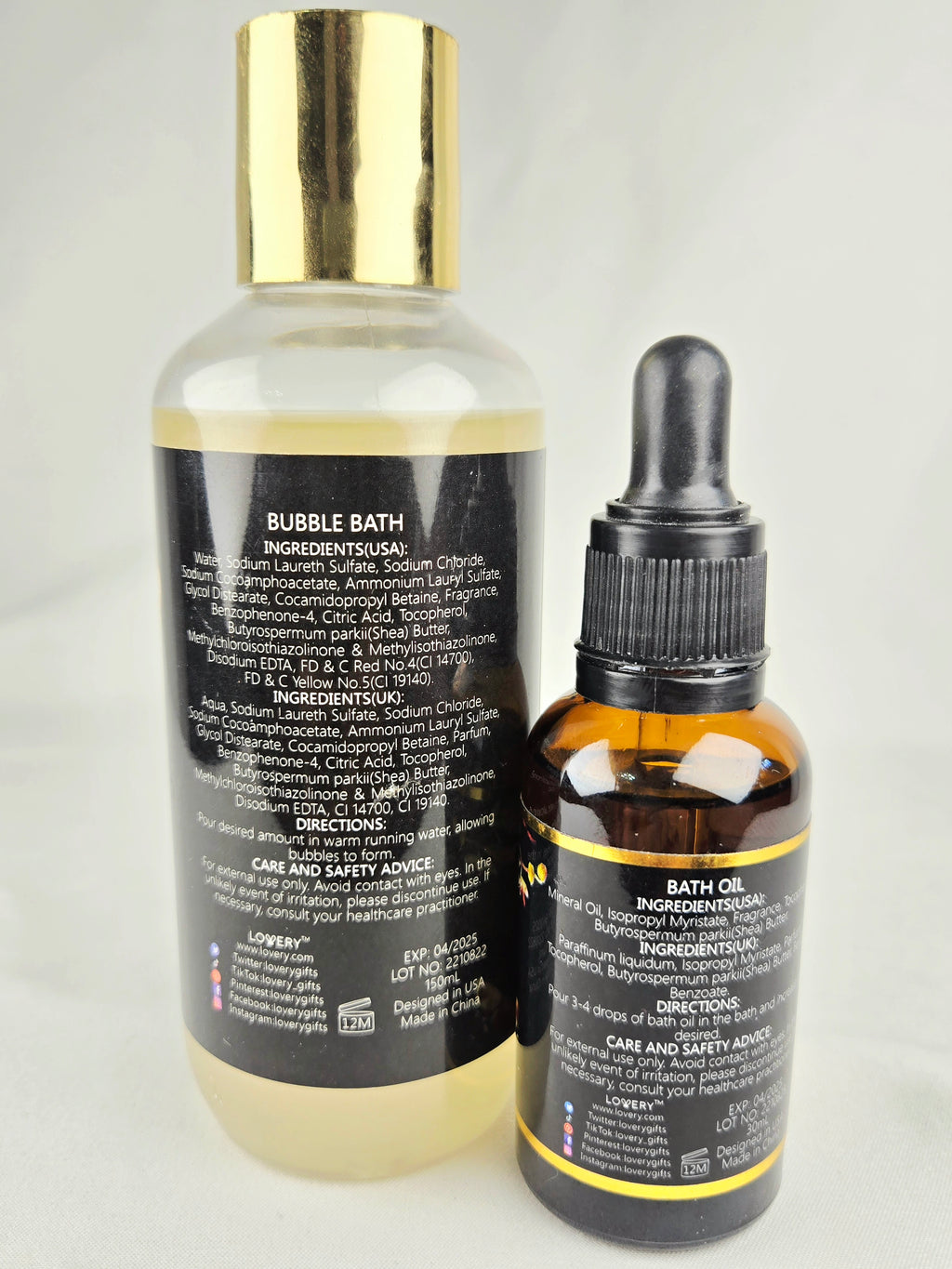 LOWERY Sweet Almond Bubble Bath 150ml + Bath Oil 30ml Spa Set | Soft & Fresh Scent | Paraben-Free Self Care Duo