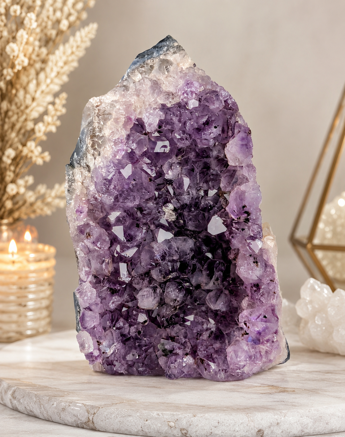 Natural Amethyst Crystal Cluster Standing Druzy Specimen 1lb 3oz Purple Quartz