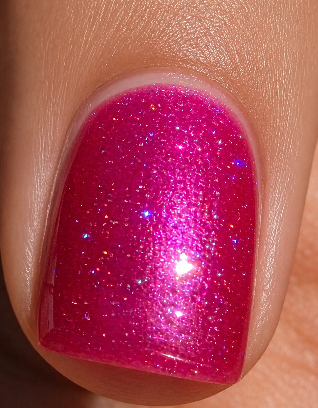 Crush Theory- Hot Pink Jelly with Holographic Shimmer Blue Sheen Nail Polish- Handmade Indie Lacquer Liquid Krystal Co