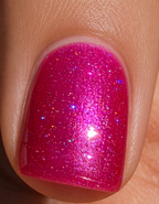 Crush Theory- Hot Pink Jelly with Holographic Shimmer Blue Sheen Nail Polish- Handmade Indie Lacquer Liquid Krystal Co