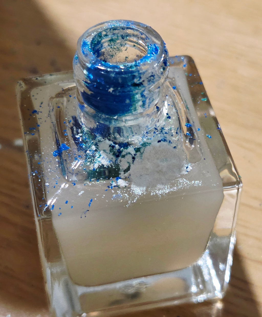 Cyanalite Handmade Cyan Blue Nail Polish with Subtle Gold Shimmer | Indie Nail Lacquer Prototype