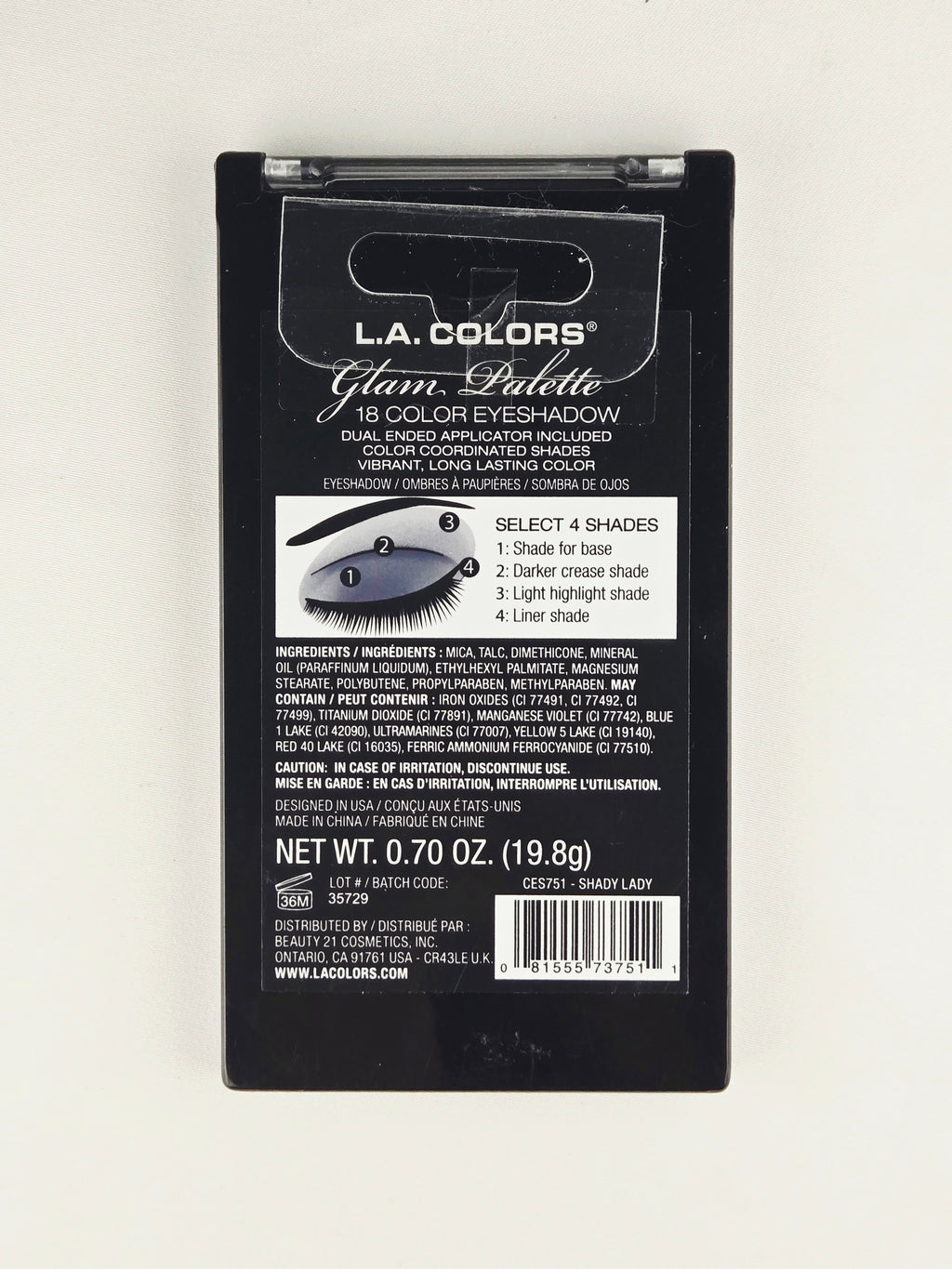 L.A. Colors Glam Palette “Shady Lady” 18 Color Eyeshadow – Teal Blue Smoky Collection