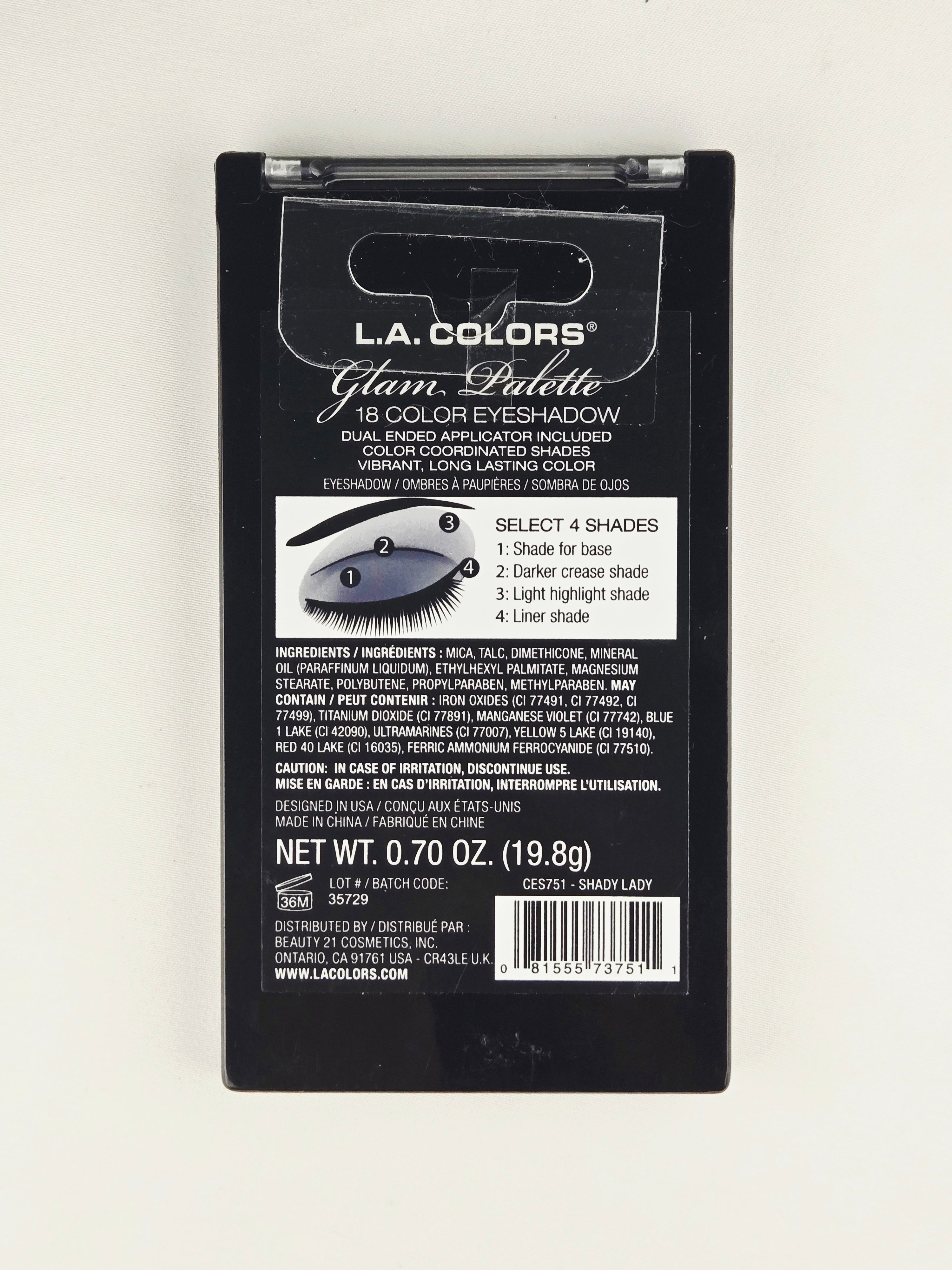 L.A. Colors Glam Palette “Shady Lady” 18 Color Eyeshadow – Teal Blue Smoky Collection