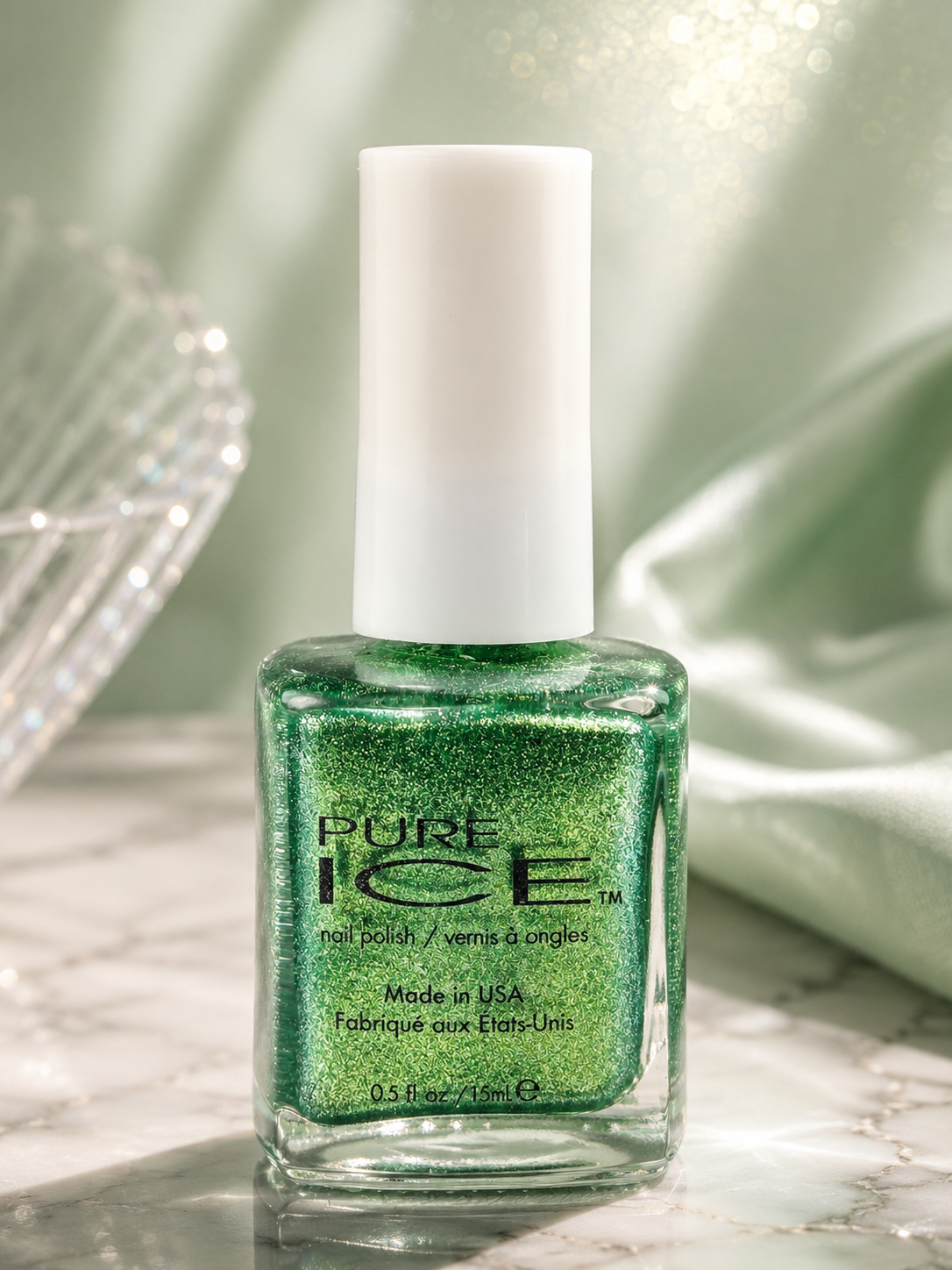 Pure Ice Lucky Charming Nail Polish 1023 Emerald Green Glitter Shimmer Lacquer .5 oz