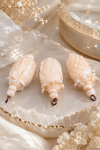 Vintage Hand Carved Pale Peach Stone Pineapple & Seed Pod Pendant Charm Trio Set