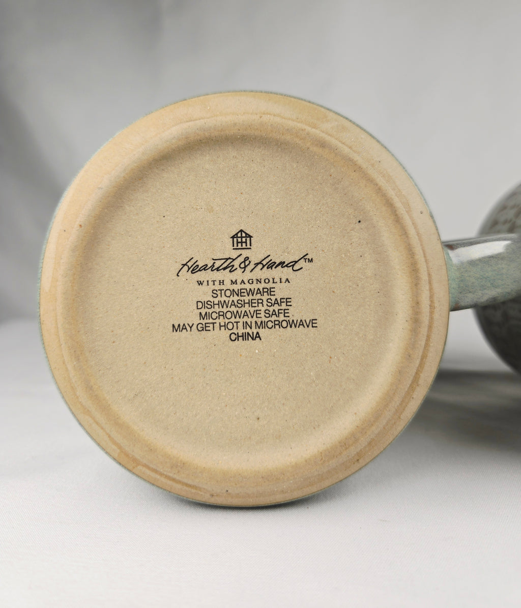 Hearth & Hand with Magnolia Sage Green Textured Stoneware Mug Set of 2 | Rustic Farmhouse Coffee Cups